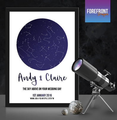 Personalised star map/sky constellation - Forefrontdesigns