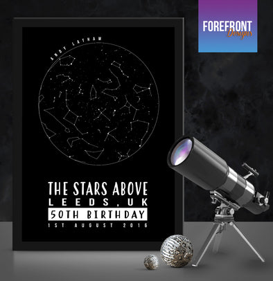 Personalised star map/sky constellation - Forefrontdesigns