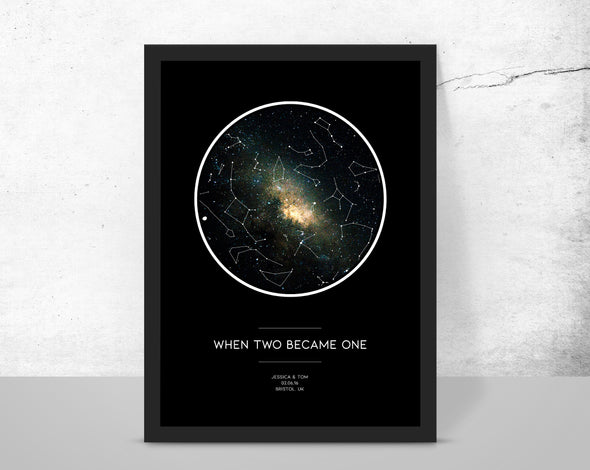 Personalised star map/sky constellation print - When two became one