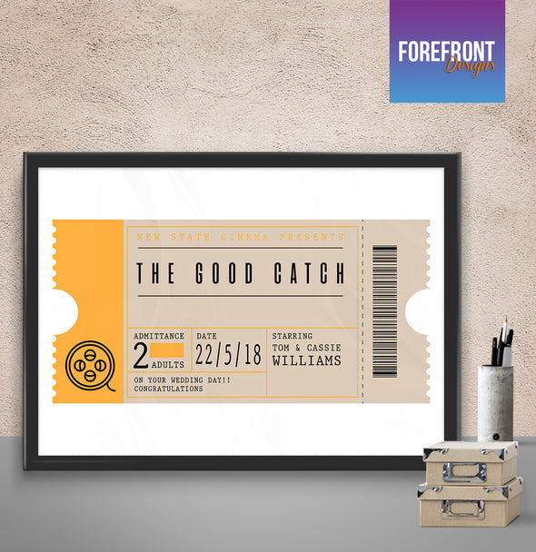 Personalised vintage cinema/movie ticket print - Forefrontdesigns