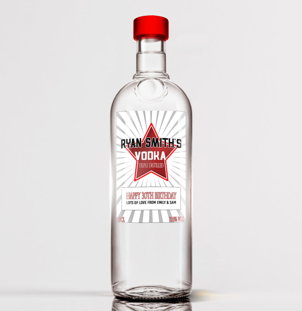 Personalised vodka bottle label