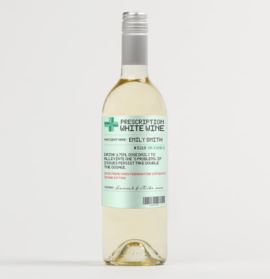 Prescription white wine bottle label - Forefrontdesigns
