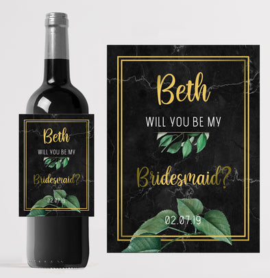 Personalised Bridesmaid/Maid of honour wedding favour bottle label - Forefrontdesigns